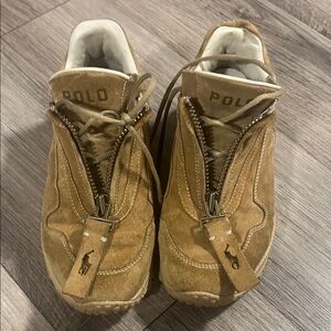 POLO RALPH LAUREN "GRAYSON" Tan CALF-SUEDE Zip Sneaker